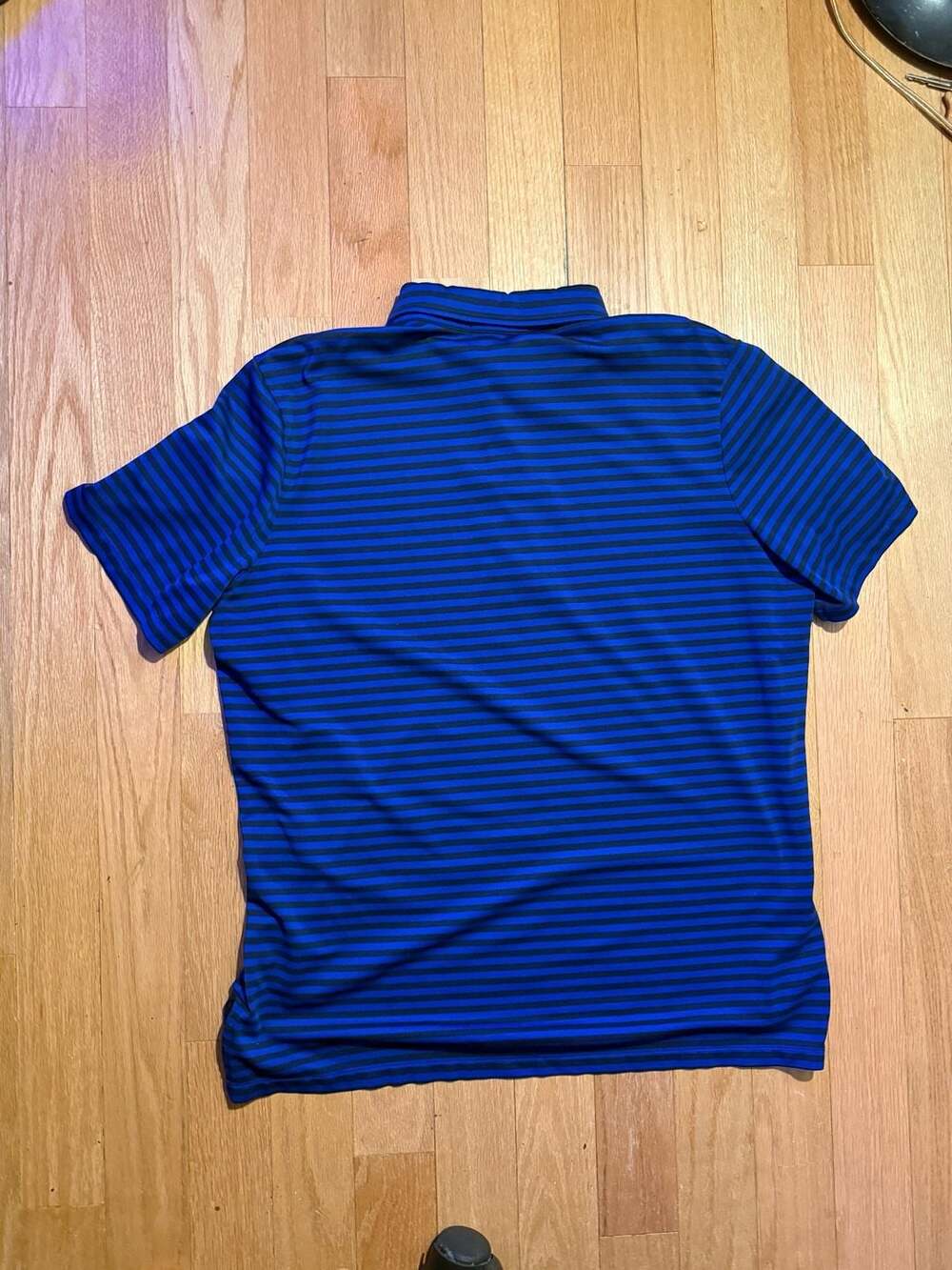 RLX Ralph Lauren Blue and Black Striped Short Sleeve Golf Men's Size Large